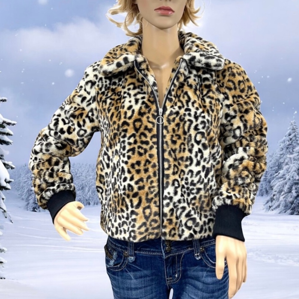 NWT NINE WEST Leopard Print Women’s Lined Jacket Size XS